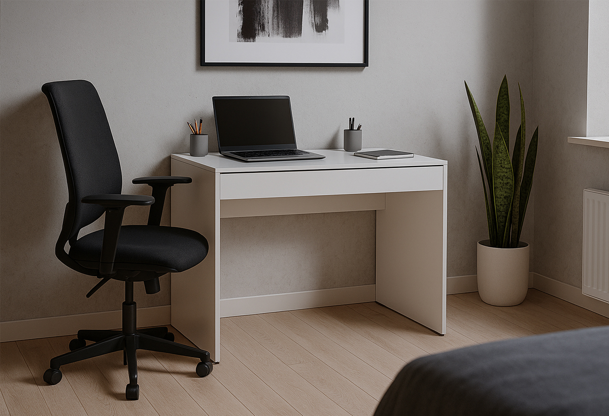 Απεικονίζεται το γραφείο Focus σε ένα υπνοδωμάτιο.